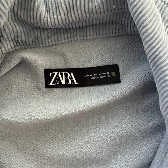 ZARA Light Blue Corduroy Oversized Raw Edge Shacket Jacket Size Medium - Picture 5 of 8